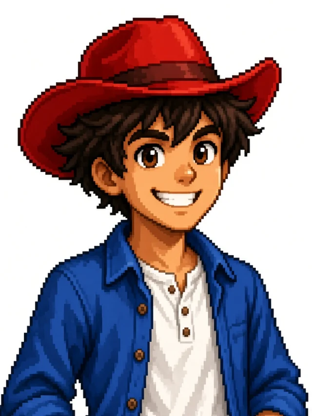 Alakai, drawn in a red hat and blue shirt