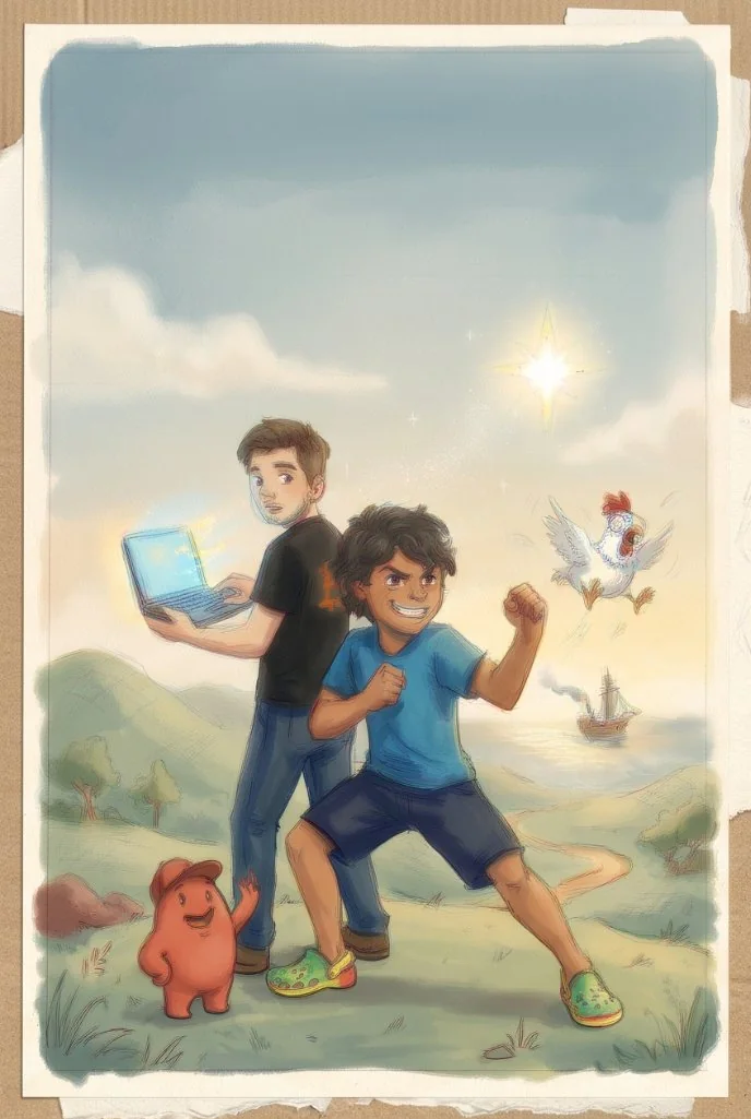 Cover: Alakai in a karate stance in front of Benjamin holding a glowing laptop, the Red-Hat Mascot waving and the Panic Chicken flapping, with Starwick and a bright Star behind them.